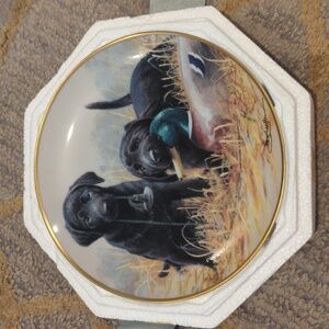 VTG Vintage Beginners' Luck Labrador Retriever Duck Hunting decorate plate
